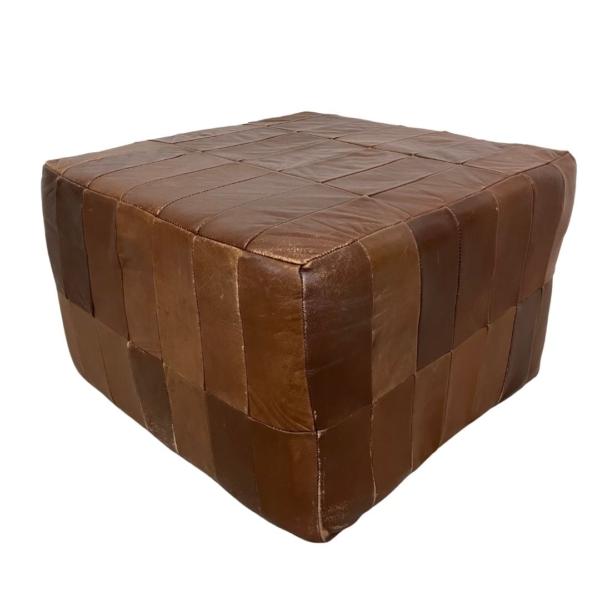 Leren poef vintage jaren 70
