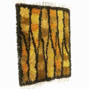 Vloerkleed ryamatta geel oranje jaren '70 Zweden