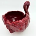 vintage bloempot zwaan bordeaux rood