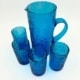 vintage set blauwe glazen