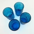 vintage set blauwe glazen