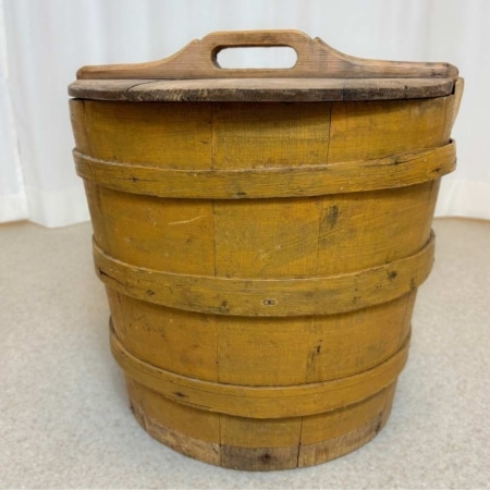antieke houten emmer zweden geel