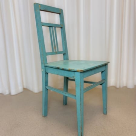 Brocante houten stoel blauw