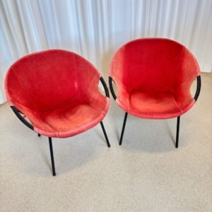 vintage balloon fauteuil lusch en co rood