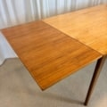 vintage lange houten tafel uitschuifbaar mid century